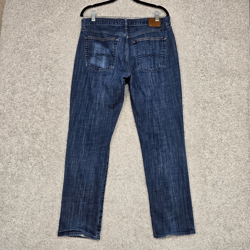 Lucky Brand 121 Heritage Slim Mens Jeans 33x30 Blue Button Fly Cotton distressed